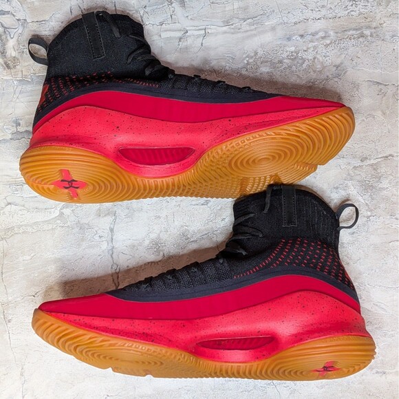 Under Armour Curry 4 Men\'s 11 Red Rogue Black Gum Basketball Shoes 1298306-603 main image 6